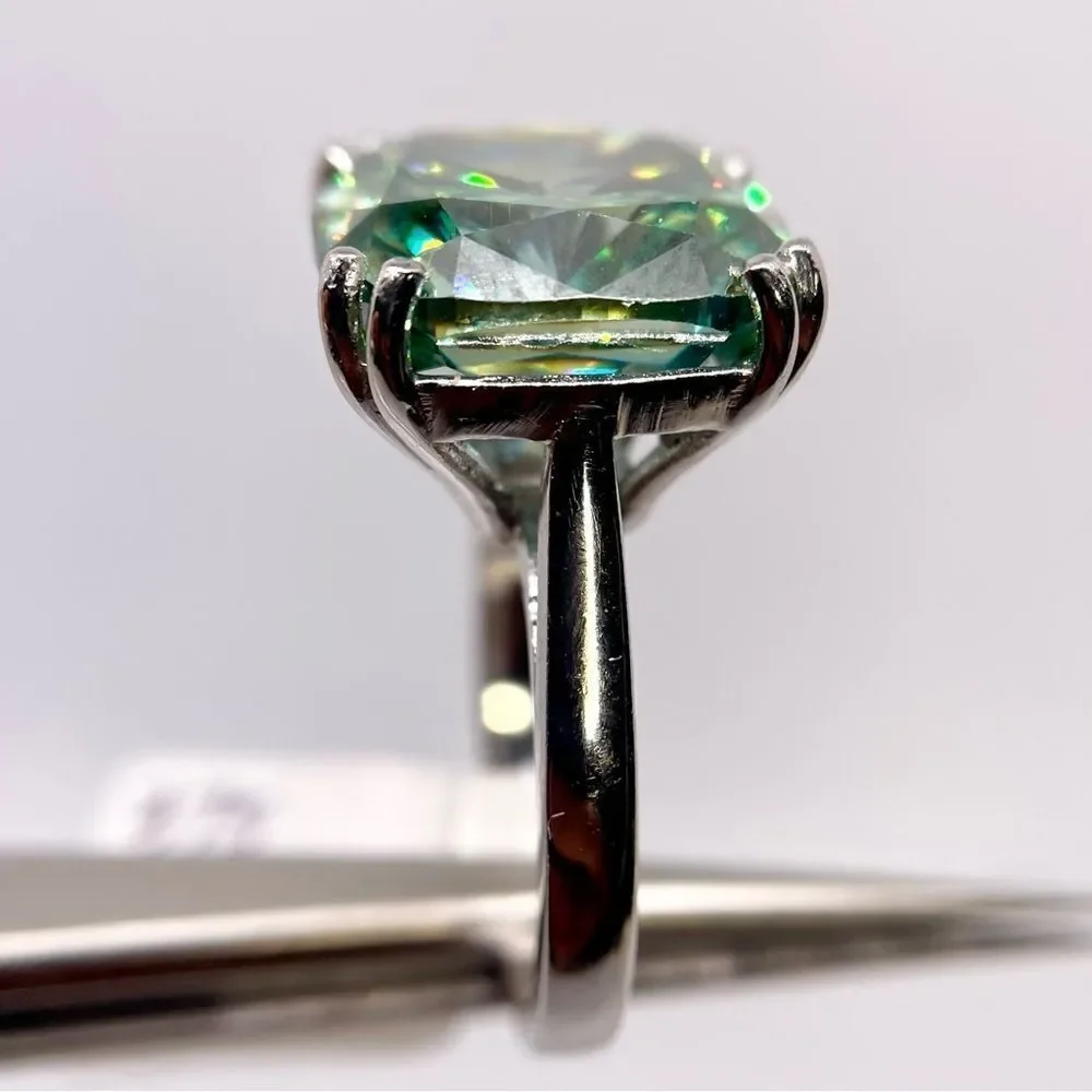 14 Carat Cushion Cut Moissanite Ring Huge Cocktail Statement Wedding Ring